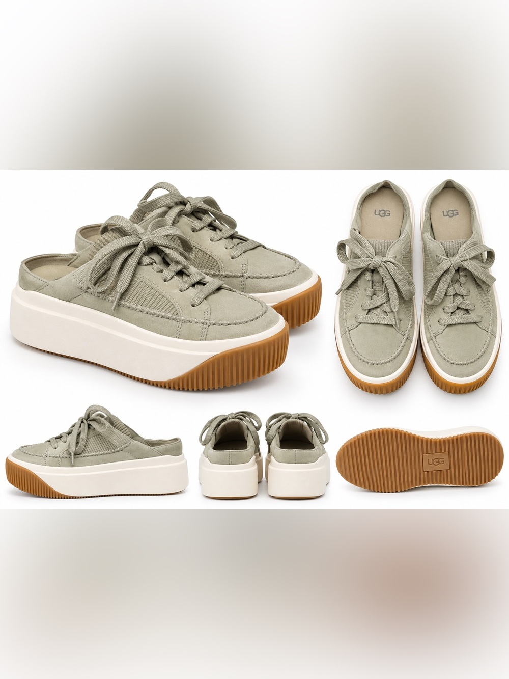 UGG Women's suede EZ Duzzit platform mule sneakers clover size 8